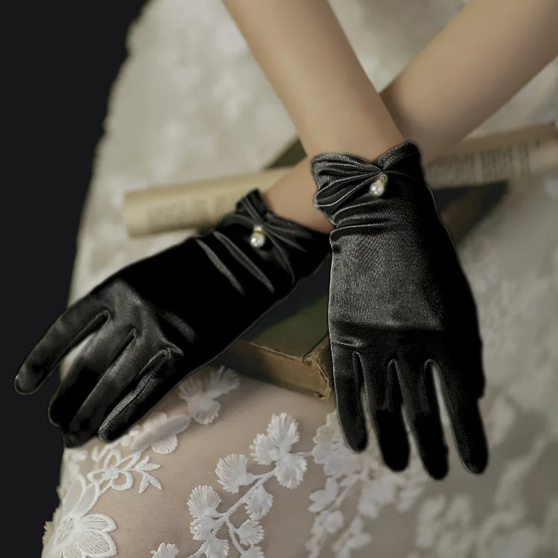 

Bridal Gloves Wedding Satin Short Elegant Black Vintage White Red Wedding Wedding Satin Gloves Bridal Gloves Dress Gloves