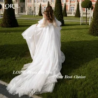 LORIE Puff Sleeve Wedding Dresses with Split Appliques Lace off Shoulder Tulle vestidos de novia Sweetheart Boho Bride Gown 2024 2