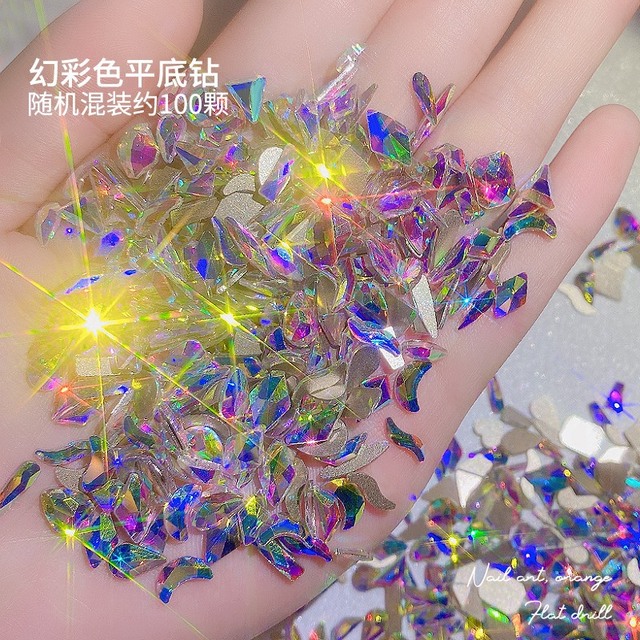 Aurora Nail Parts 3D Gems Nails Art Decoration Nail stone Nail Shaped Drill Rhinestones Mix Crystal Nail Art Accessories