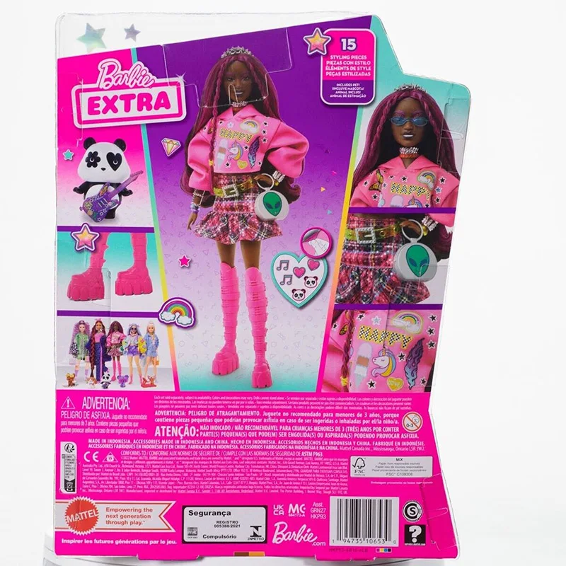 Boneca Barbie Extra Mini Roupa Xadrez Mattel - Fátima Criança