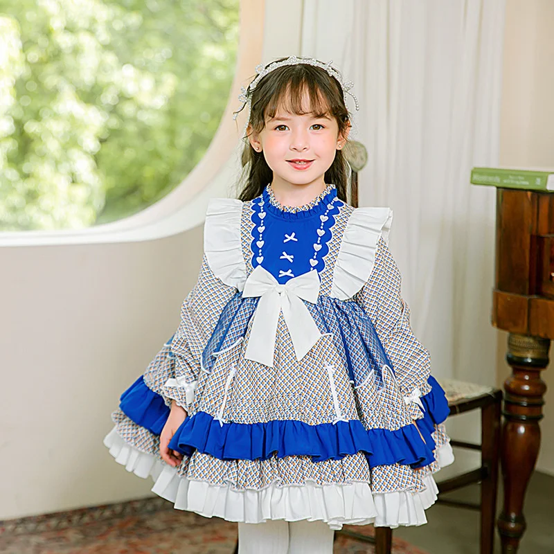 Lolita Children's Skirt Autumn New Girls Lolita Long Sleeve Floral Dress High Color