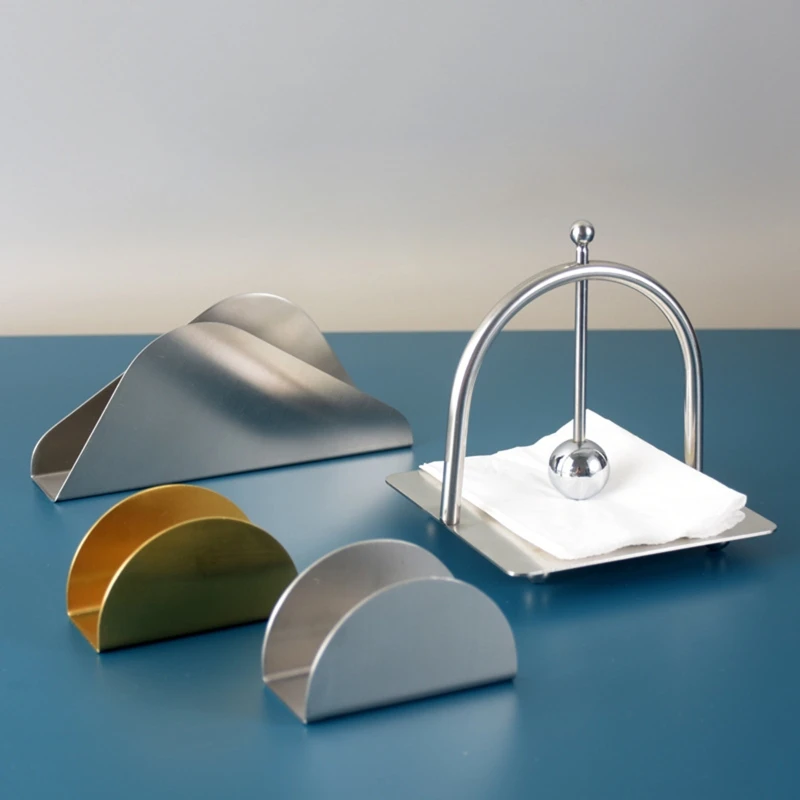Stainless Steel Tissue Stand Metal Napkin Holder Dispenser Display Rack for Home Kitchen Restaurant Countertop Napkin Holder 2