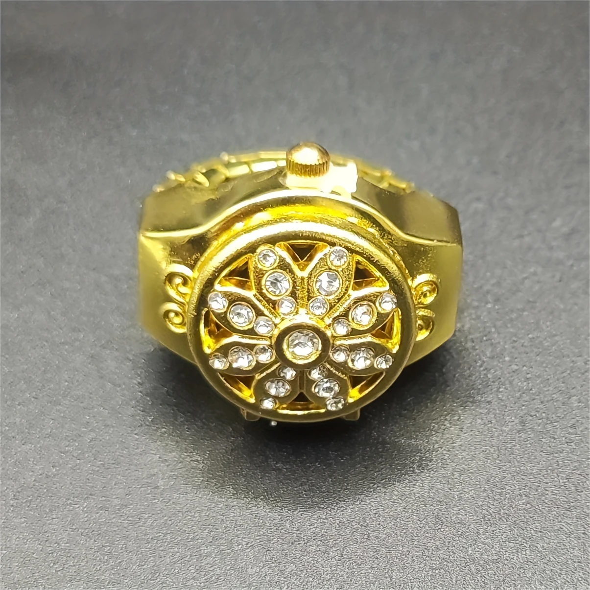 Elegant Minimalist Full Diamond Sky Star Ring Watch with Flip Cover