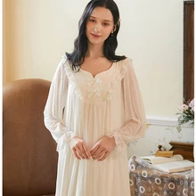 

Sexy Nightwear Women Lolita Long Gowns Lace Negligee Sleepwear V-neck Nightgowns Sexy Vintage Nightdress Nightie Dropshipping