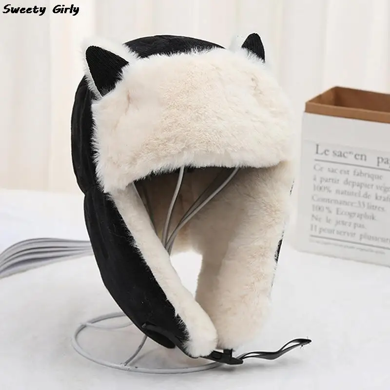 2023 Autumn Winter New Ears Lei Feng Hat Female Korean Cute Windproof