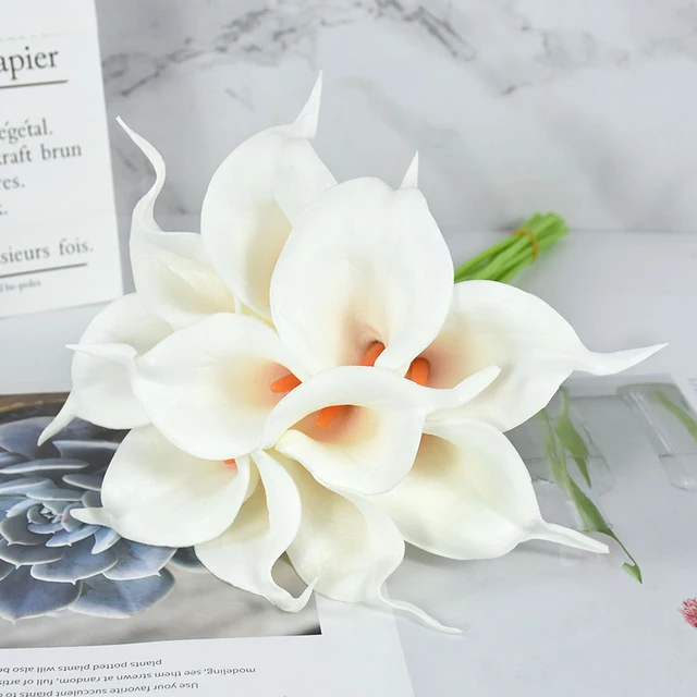 37cm White PU Fake Flower Artificial Calla Lily for Home Decor Wedding Bridal Bouquet Home Table Flower Bouquet Decor 10/5Pcs 8