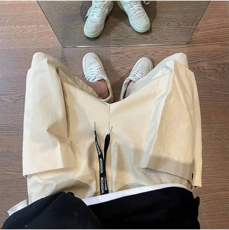 Men Trendy Casual Streetwear Hip Hop Big Pocket Design Cargo Short Pants Y2K 2024 Summer Youth Solid Oversize Baggy Beach Shorts