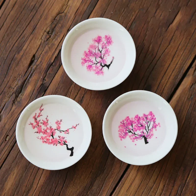 Magic Sakura Cup Japanese Cold Temperature Color Changing Tea Cup Flower Display Teacup Ceramic Kung Fu Tea Bowl