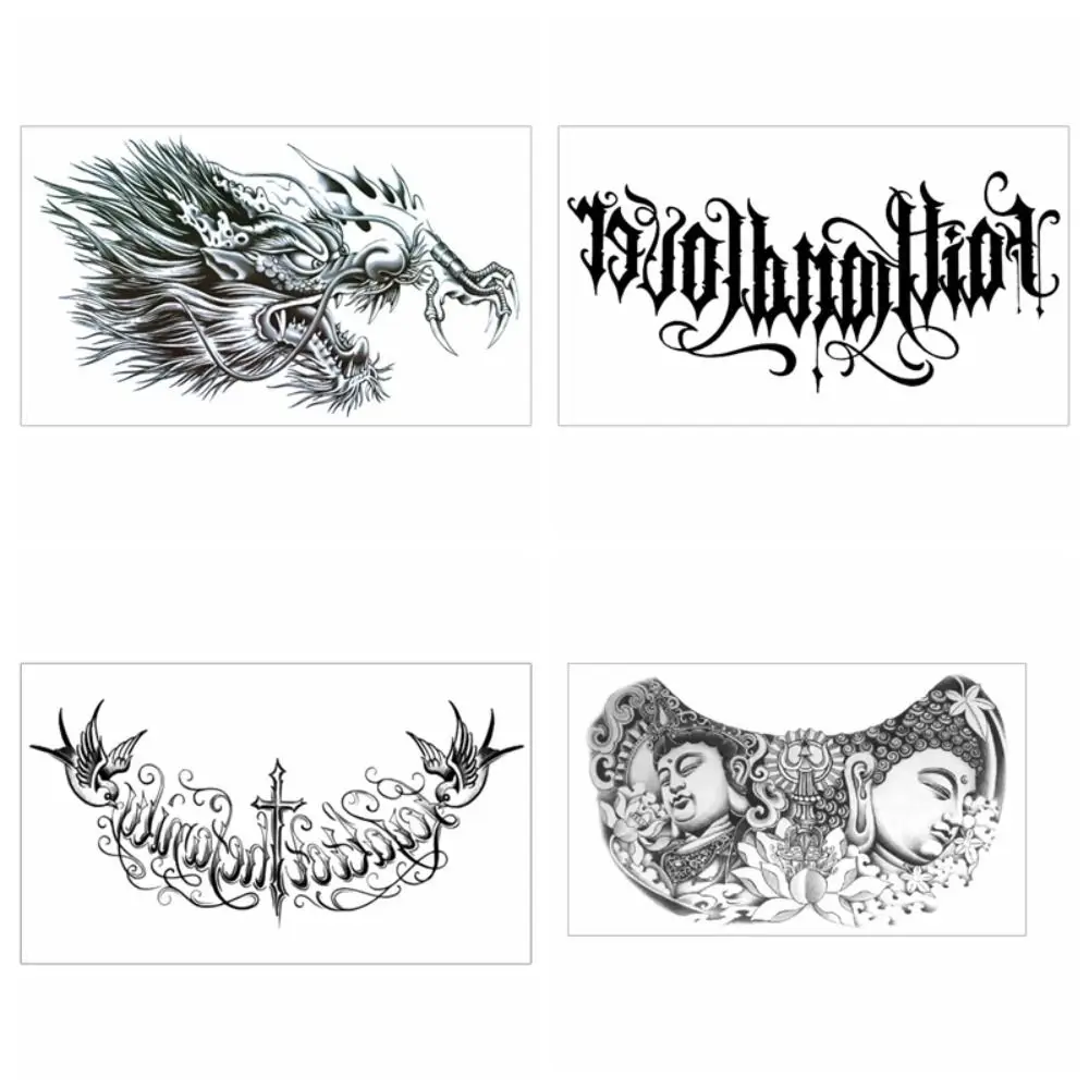 Dragon Temporary Tattoo Stickers Semi-Permanent Long Lasting Dragon Head Stickers Disposable Cool Dragon Head Chest Stickers Men
