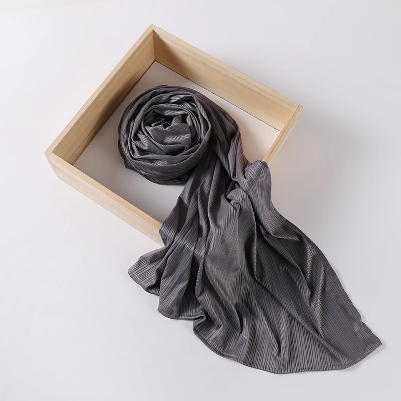 Ribbed Jersey Crepe Hijab Scarf - Soft Islamic Shawl and Headwrap
