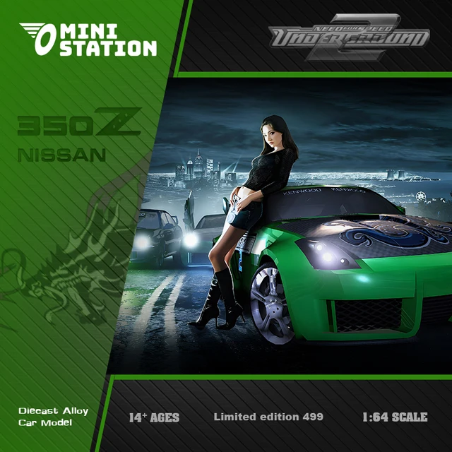 Mini Station 1:64 Nissan 350z Need fo Speed Underground Die-Cast Car Model  Collection Miniature