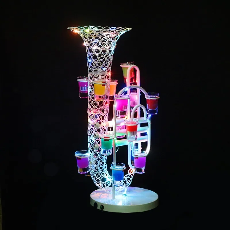 TOP quality Luminous Light Up LED Saxophone wine Cup stand holder for Birthday Party Night Bar club supply