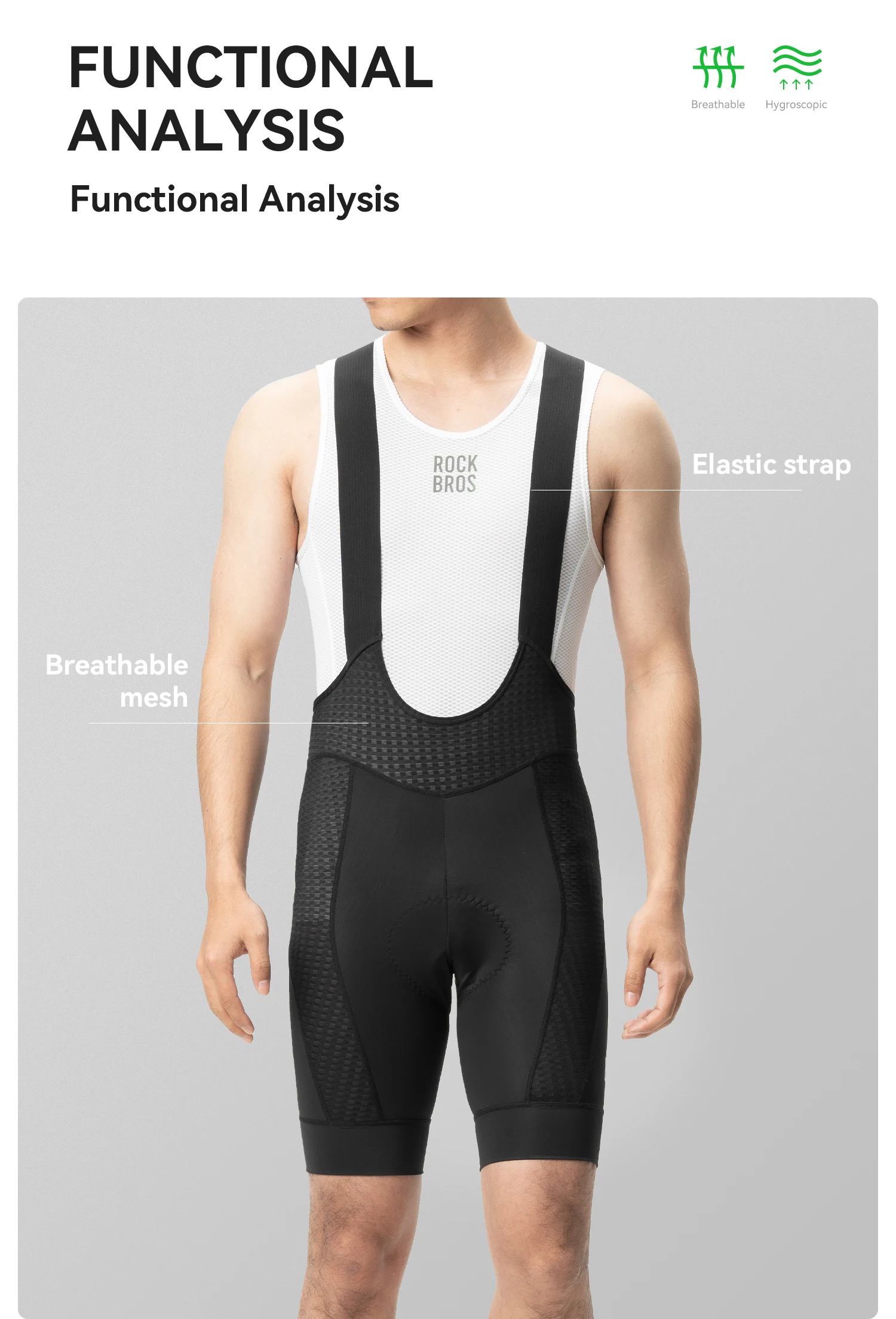 ROCKBROS Sommer-Radlerhose Leichtgewichtig Hochelastisch Atmungsaktiv Stoßdämpfende Schwamm-Polsterung Fahrrad-Shorts – Detail 5