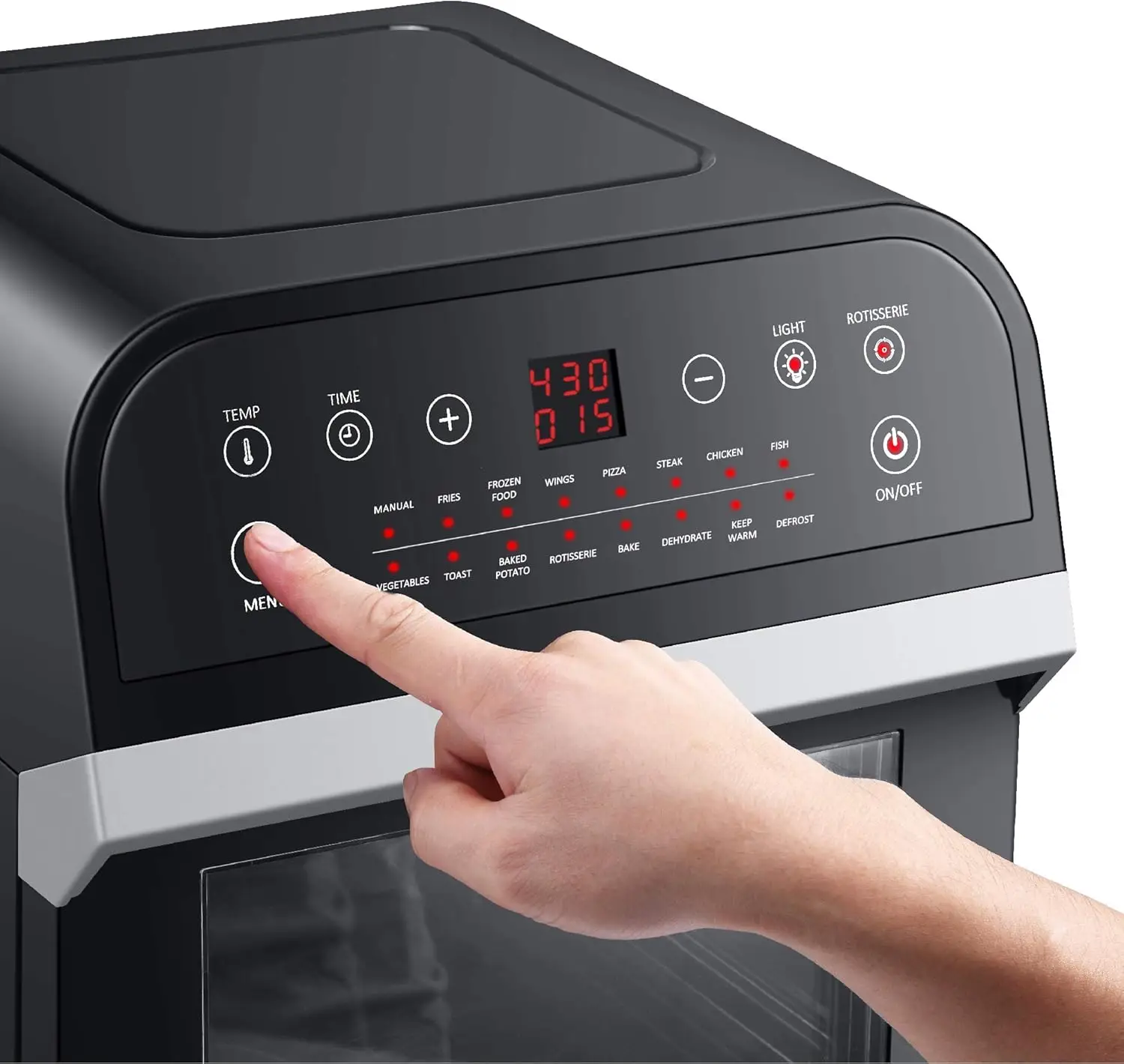 USA GW44800-O Deluxe 12.7-Quarts 15-in-1 Electric Air Fryer Oven with Rotisserie and Dehydrator + 50 Recipes QT, Black/Si 5