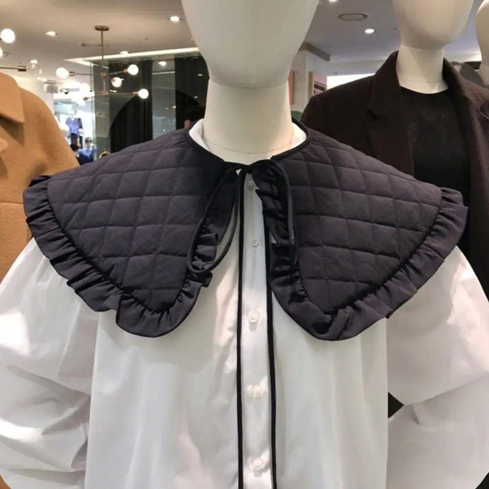 

Fashion Thick False Collar Shawl New Padded Quilted Plaid Texture Winter Capelet Warmer Neck Cover Necklace Scarf