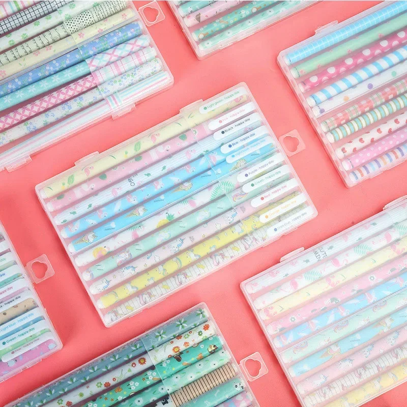 

10pcs/Set Colorful Gel Pens Cute Flowers Animals Starry Star Colored Gel Pens 0.38mm Cute Pens for School Office Stationary