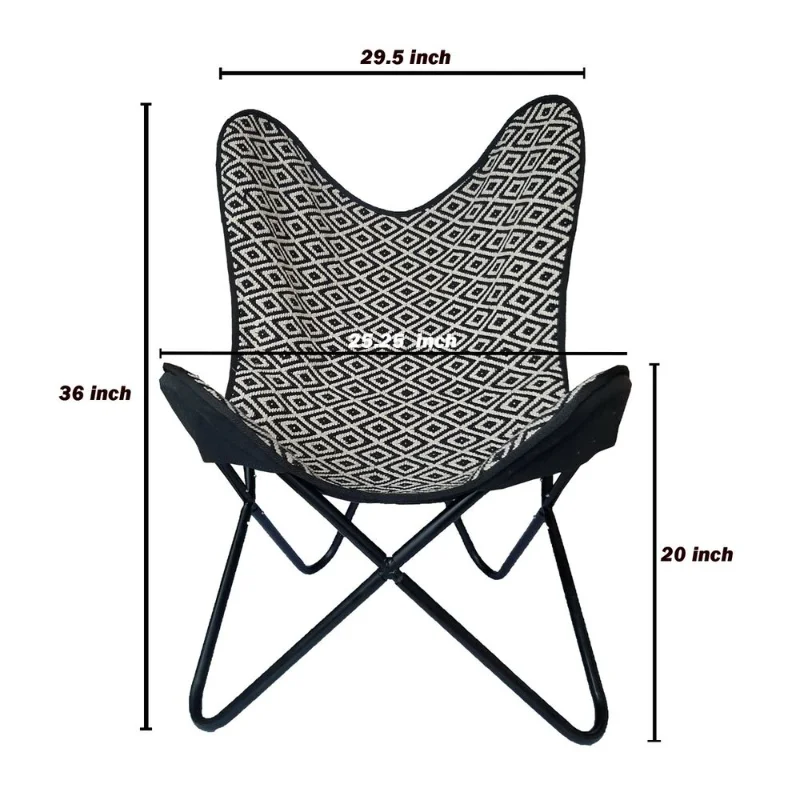 Description Picture 2 of itemChair Butterfly Leather Seat Folding Vintage Black White Home Sleeper Furniture