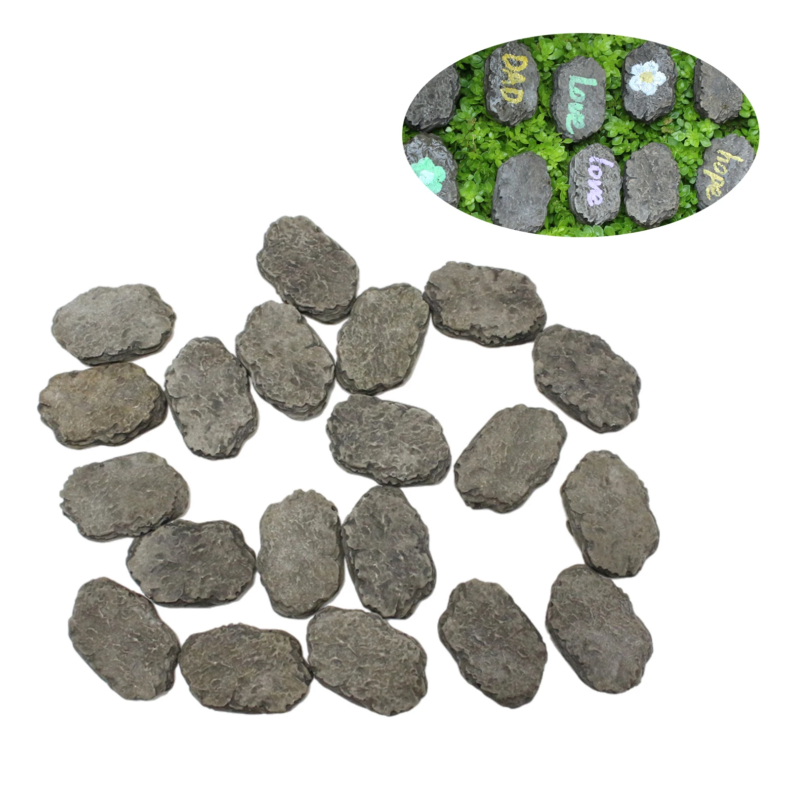 20pcs Miniature Resin Footstone Statue Fairy Garden Landscape Ornaments Bonsai Accessories For Garden Yard Patio Outdoor Decor