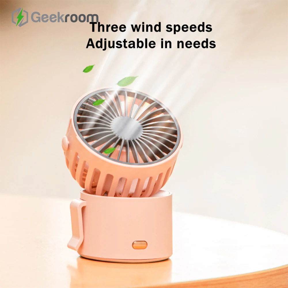 Geekroom Creative Portable Lazy Hanging Neck Mini Fan USB Rechargeable Silent Travel Handheld Air Cooling Fan For Outdoor Travel