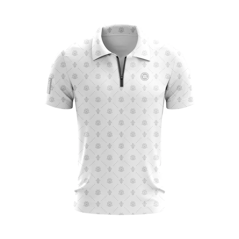 New Zippered Polo Shirt Casual Print Lapel Men's Clothing Outdoor Golf Billiards Bowling RIGHTTRACK Sportswear