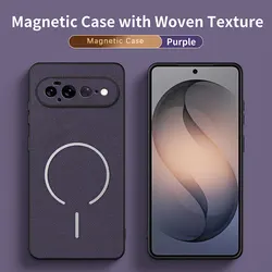 Luxury Grid Leather Magnetic Phone Case with Magsafe Wireless Charging Compatibility - Google Pixel 8 Pro (PURPLE)