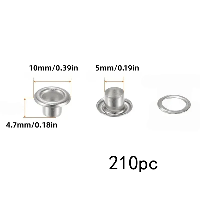 210개 5mm 실버 아일렛. 벽걸이용, 찢어짐 방지, 안정적입니다.
