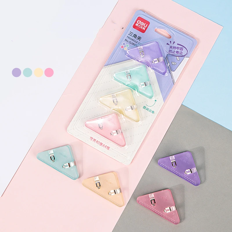 4 PCS Corner Paper Clip Set Transparent Color Anti Skip Book Documents Binding Clips School Office Stationery