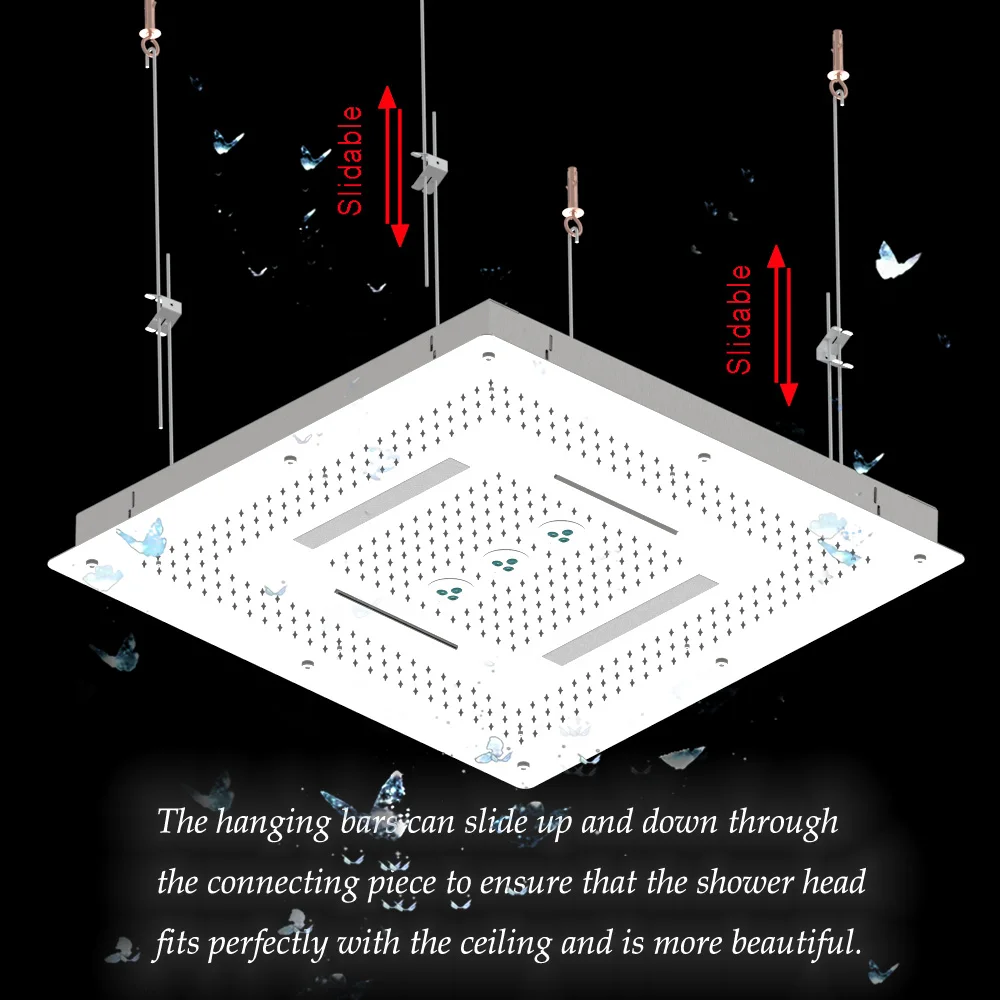 Description Picture 4 of itemThermostatic Concealed Shower System Bathroom For LED Ceiling Rain Shower Head Waterfall 6-way water outlet Faucet Massage Jets