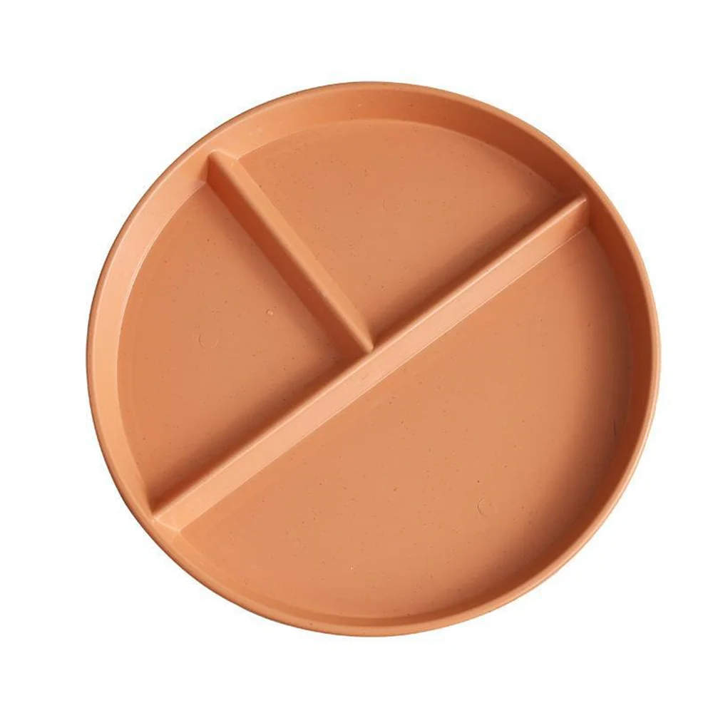Divided Dish 3 Compartments Reusable Round Dinner Plate for Adults Microwave ceramic plates,plastic dinnerware
