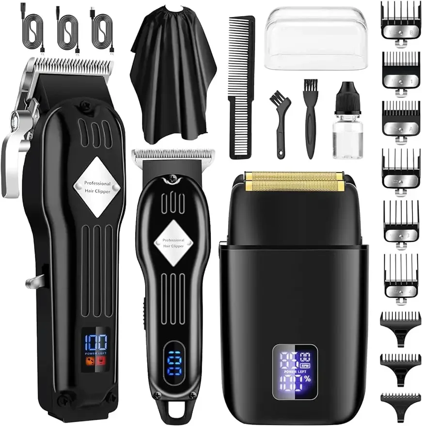 Set Tagliacapelli Rasoi Elettrici Tagliacapelli Cordless Kit Per La Cura Della Barba Da Uomo Rasoio Elettrico Professionale Barbiere