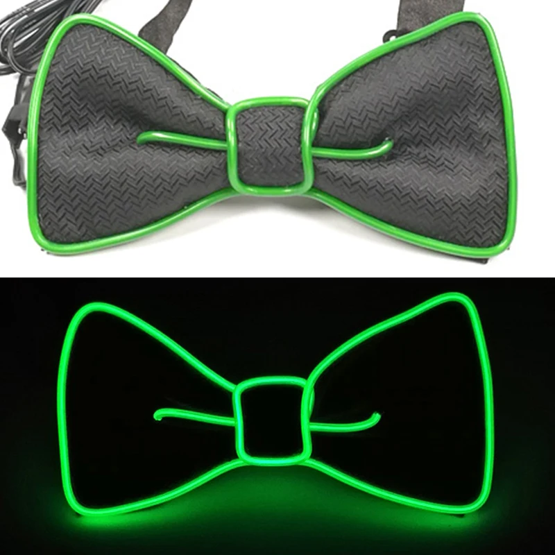 Männer Geschenk Neon EL Draht Glowing Schwarz Krawatten Fedor Hut Hochzeit Party Decor LED Leuchtende Krawatten Für Männer DJ Bar Club Bühne Prop – Detail 31