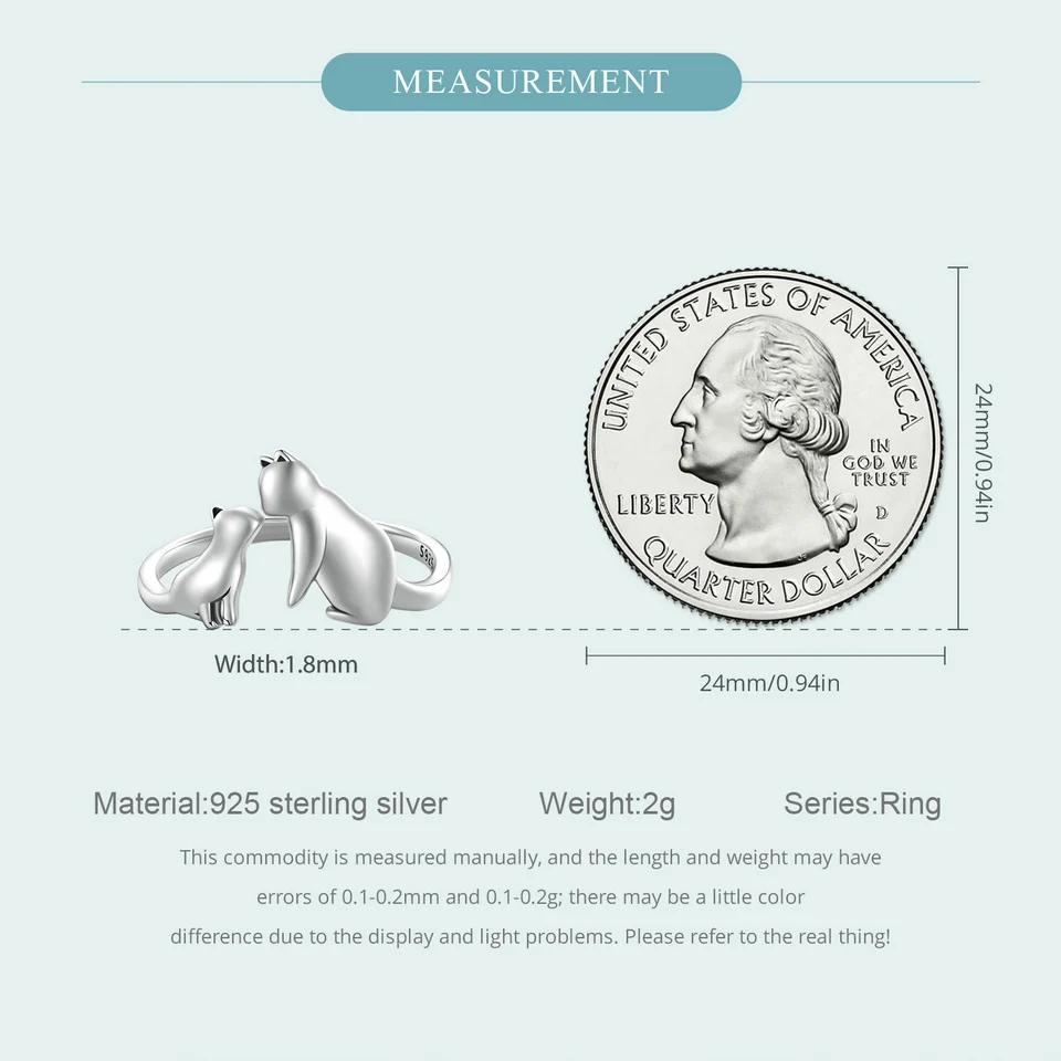 Sterling Silver Butterfly Tail Cat Adjustable Finger Rings for Girls - PeticaDeals