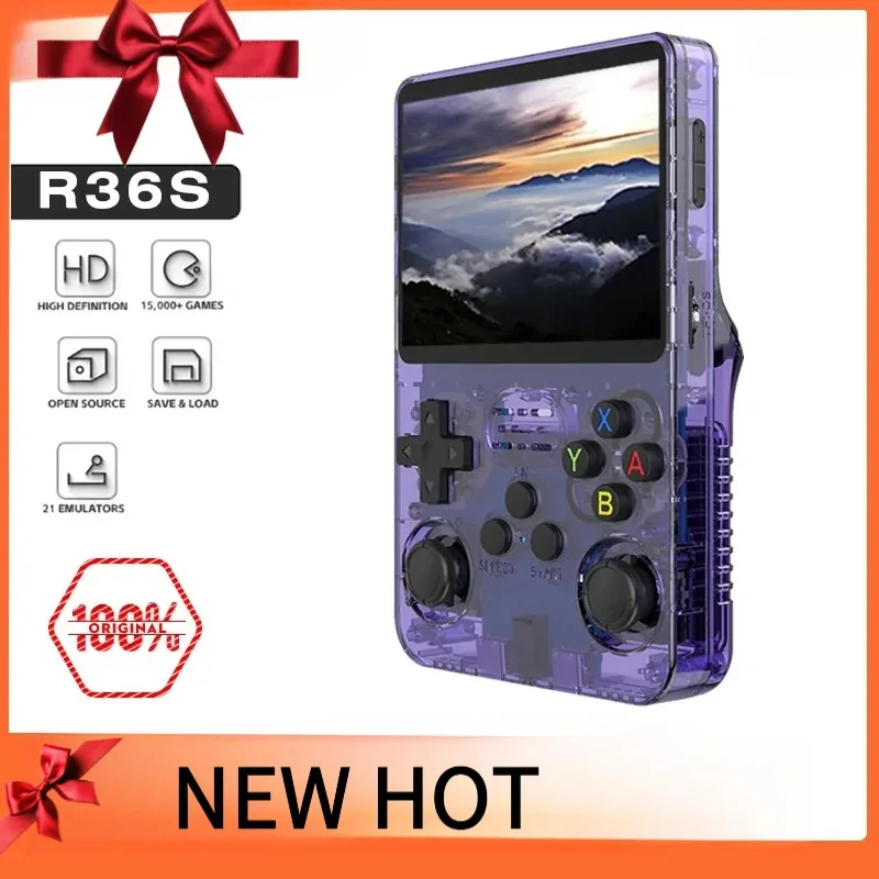 2026 R36S Retro Handheld Game Console 3.5-inch IPS Screen Large Storage: 64GB / 128GB Arkos System Supports Multiple Languages