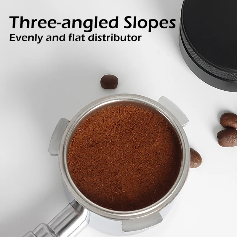 커피 분배기 에스프레소 분배 도구 51mm/53mm/58mm 레벨러 3 각형 슬로프 Portafilter 용 조정 가능한 팜 탬퍼