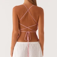 Haut caraco sans manches à paillettes brodées de fleurs, Sexy, décolleté en v profond, dos nu, gilet d'été pour femmes, pour fête, Club, haut court 2