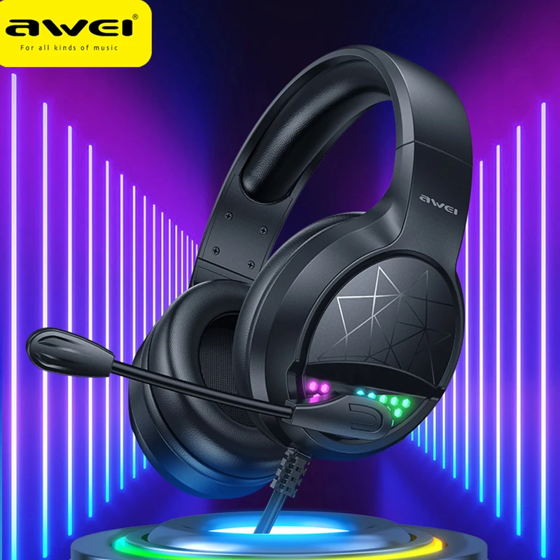Awei GM-3 Wired Gaming Headphone 7.1 Surround Sound With Mic HIFI Stereo Headphone 3.5mm for PS4 PS5 XBox PC Laptop Gamer