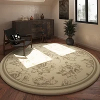 Round Retro Living Room Carpet Machine Washable Bedroom Carpets Art Petal Coffee Table Rug Soft Comfortable Cloakroom Rugs Tapis 2