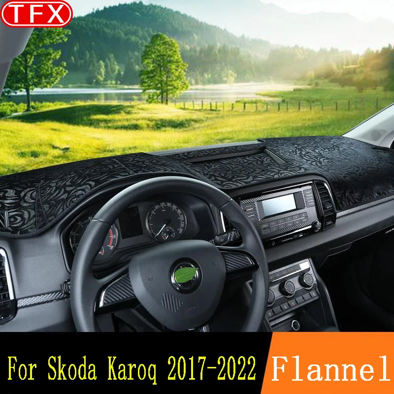 

Flannel Car Dashboard Cover Mat For Skoda Karoq 2017~2022 2019 2020 Anti-Slip Pad Sunshade Dashmat Carpet Anti-Uv Dash Auto Rug