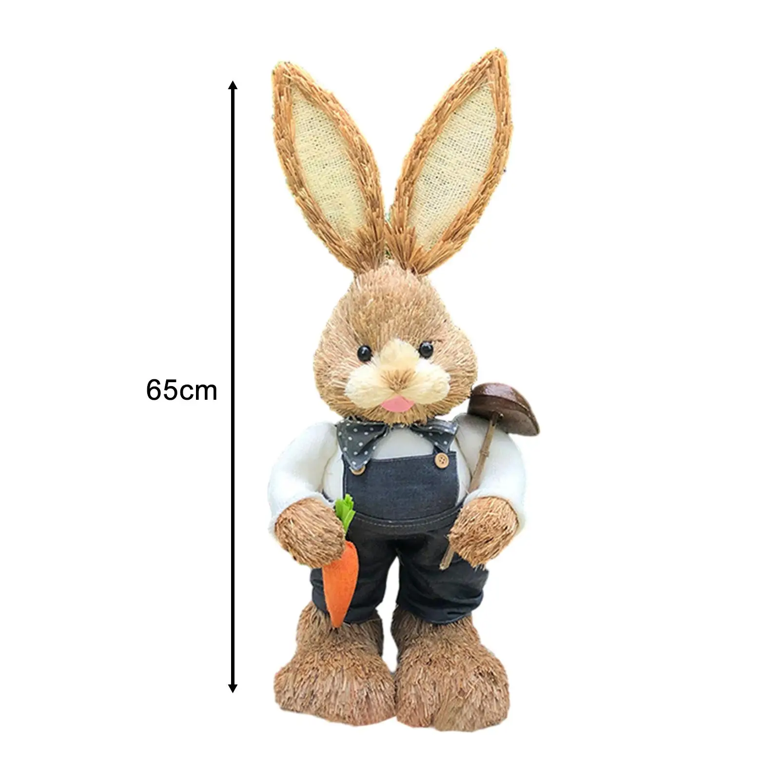 Straw Easter Bunny Figurine Decorative Standing Statue Animal Sculpture