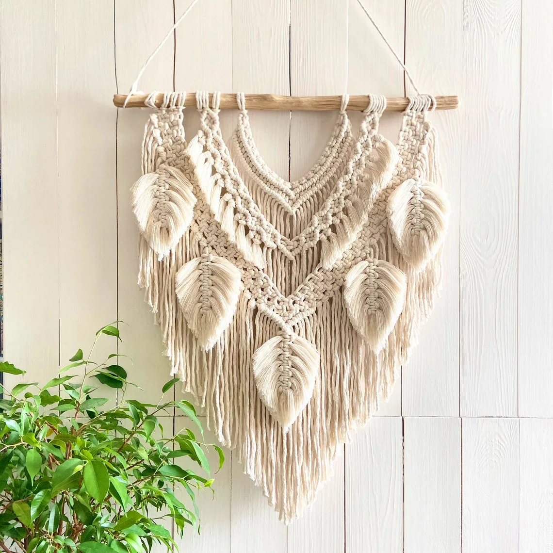

Bohemian Woven Tapestry Home Wall Decor Wall Decor Hand Woven Feather Leaves Modern Minimalist Wall Decor Tapestry