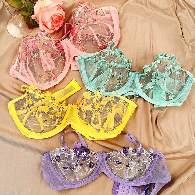 

Sexy Bra Suit Comfortable Gauze Mesh Ultra-thin Sexy Lingerie Girl Seduction Hollow Out Bra