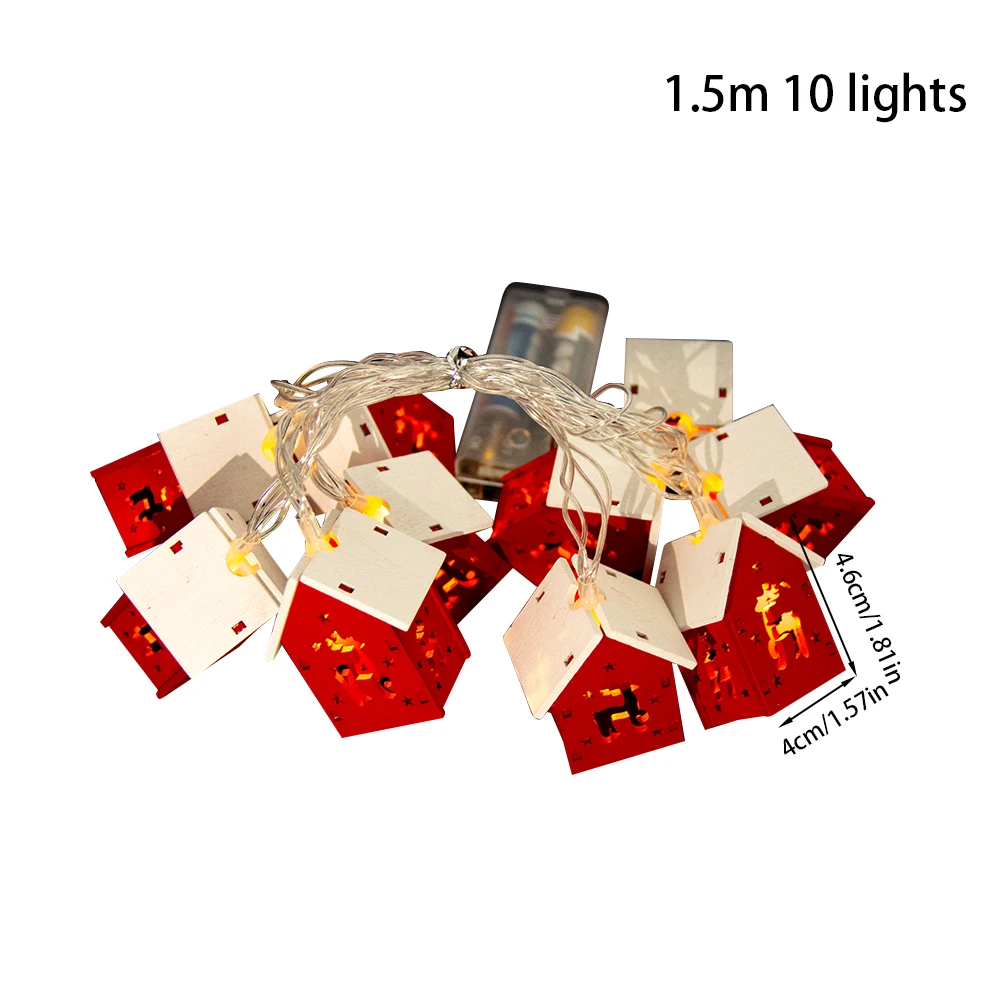 thumbnail image 1 of Guirnalda de luces LED de madera para casa de Navidad, 1,5 m, 10 LED, adornos navideños para el hogar, adorno colgante para árbol de Navidad, Navidad Noel, 1 of 5