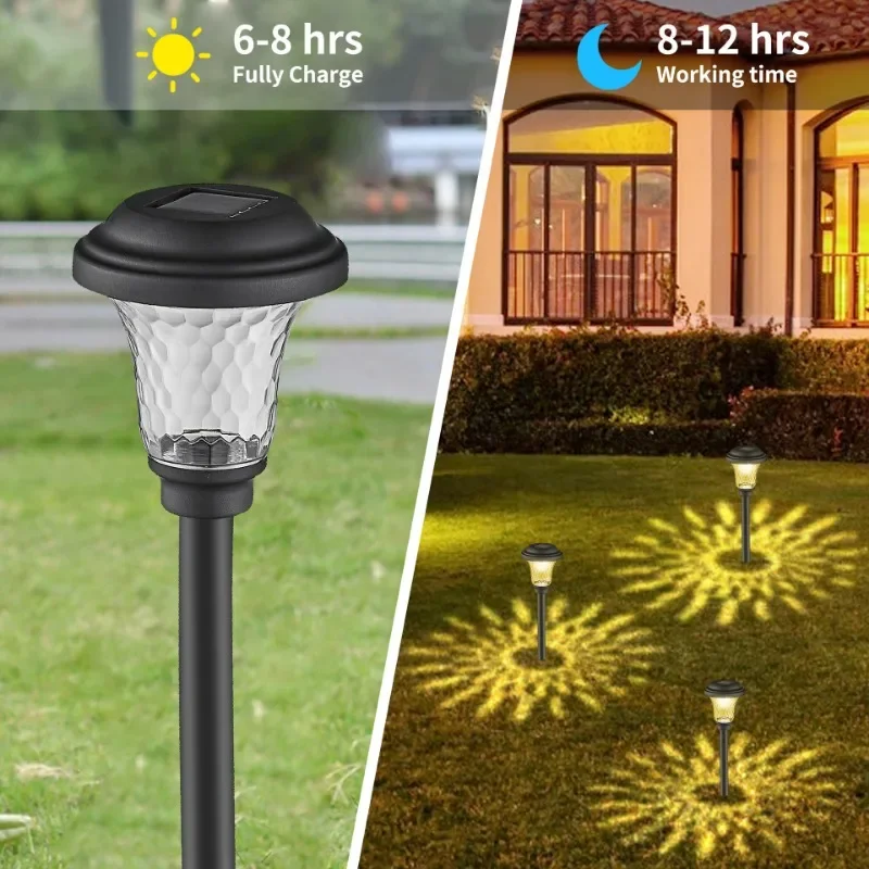 Solar Pathway Stake Lights Solar Garden Light with Battery Auto on at Dusk Outdoor Garden Lawn Lamp