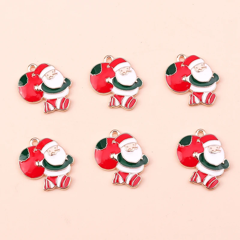 10 teile/los Mix Emaille Weihnachten Schneemann Santa Claus Charms Anhänger für Schmuck Machen Ohrringe Halsketten DIY Armbänder Handwerk Geschenk – Detail 6