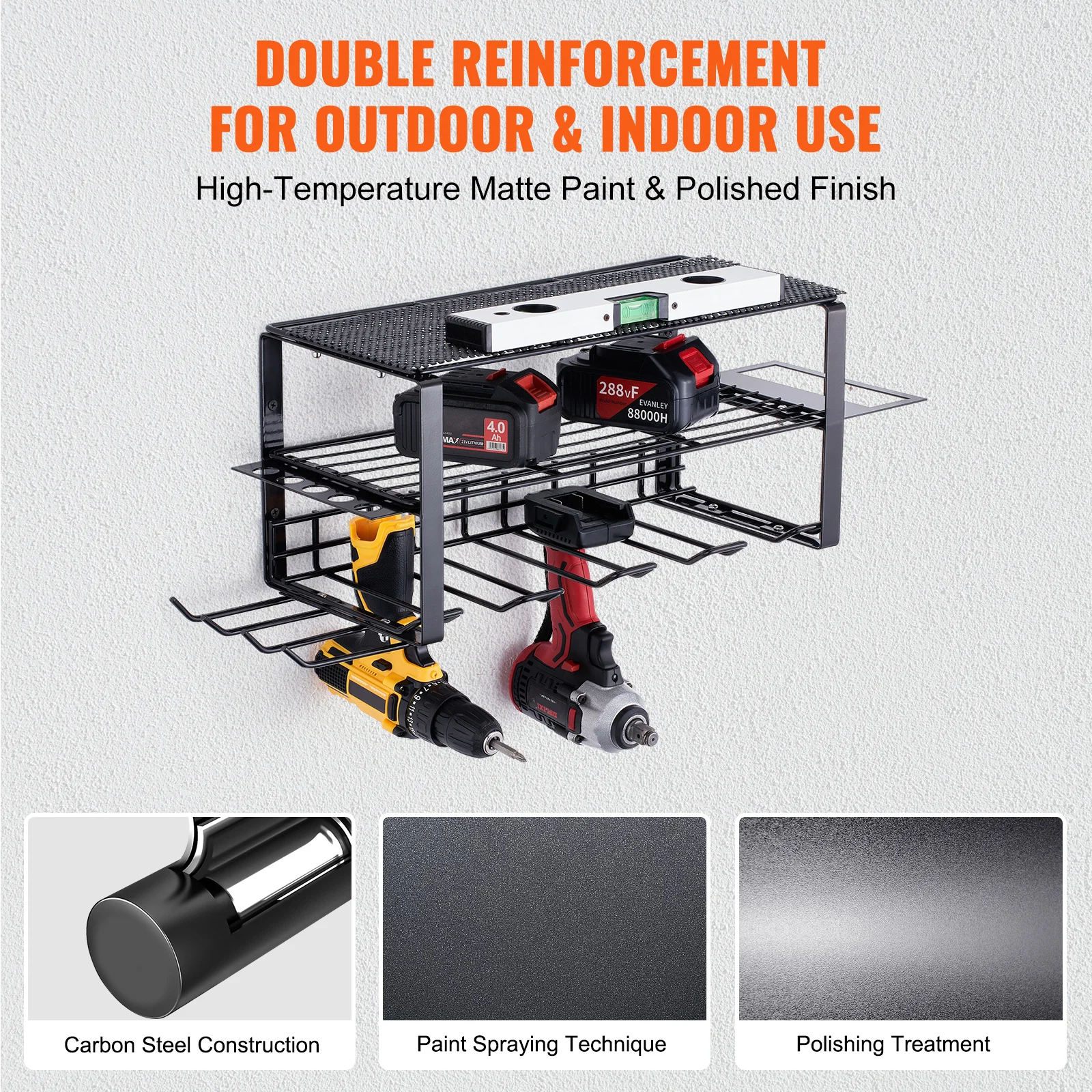 Power Tool Organizer Rack 3 Layers Wall Mount Wrench Electric Drill Holder Heavy Duty Tool Shelf for Workshop Garage tool organizer,wrench organizer,wrench holder,screwdriver organizer,power tool holder