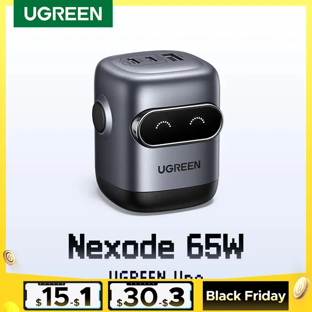 UGREEN-Chargeur rapide pour iPhone 16 15 14 Pro et Macbook, conception de robot GaN, QC4.0, 3.0 PPS, tablette PD 3.0, prise US, 65W, 30W 1