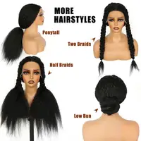 Perruque Lace Frontal Wig naturelle Yaki lisse, cheveux crépus, sans colle, avec sangle Invisible, 360 HD 4