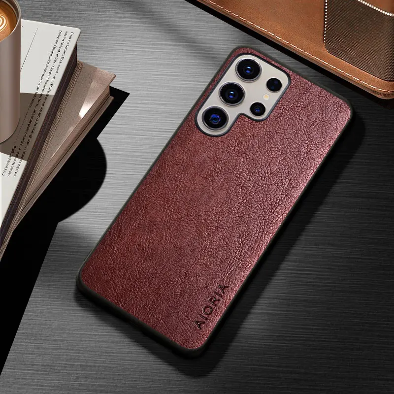Vintage Leather Solid Color Phone Case Cover