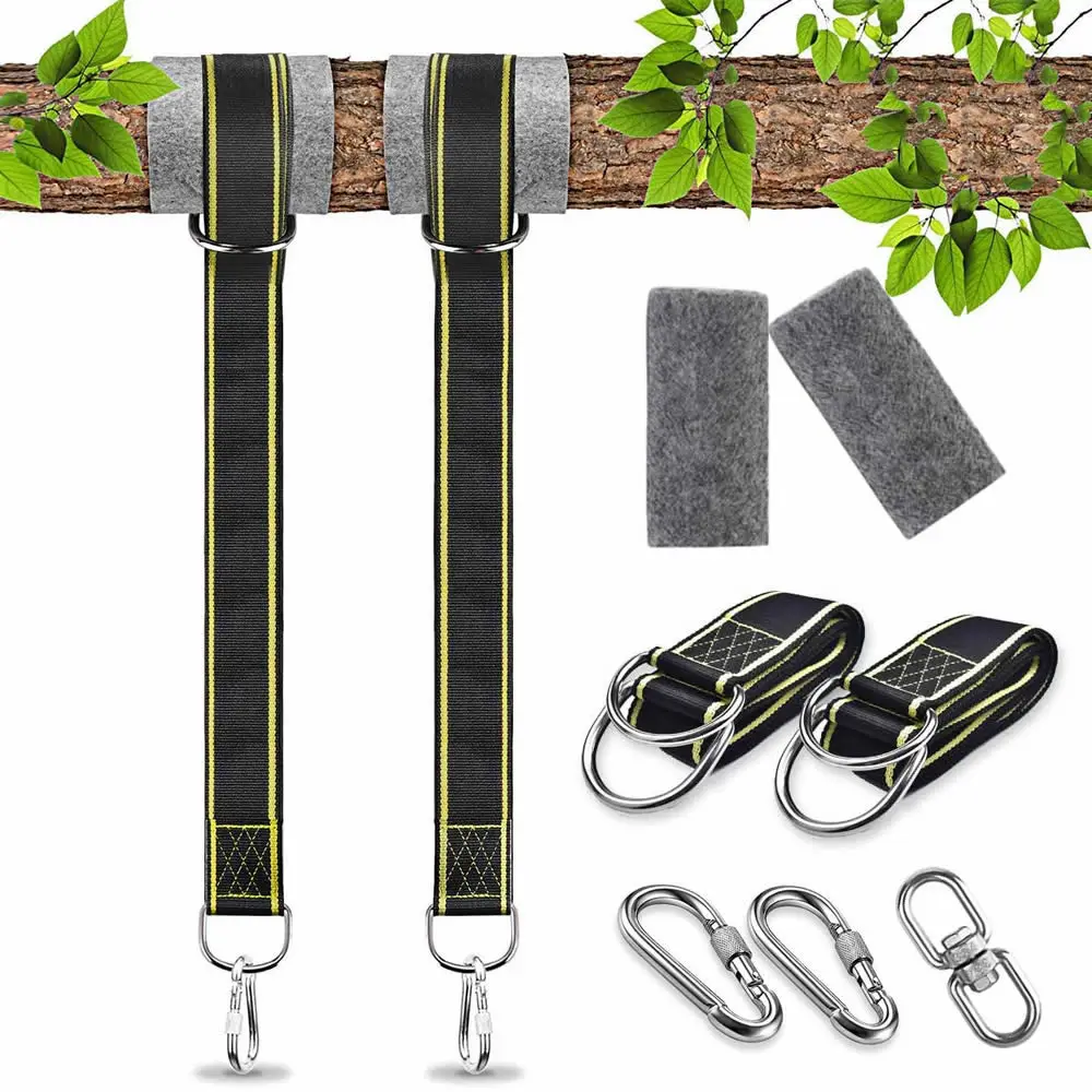 Easy & Fast Installation Tree Swing Hanging Kit Swing Straps Tree Protectors with Safer Lock Carabiners Swivel To Choose 1