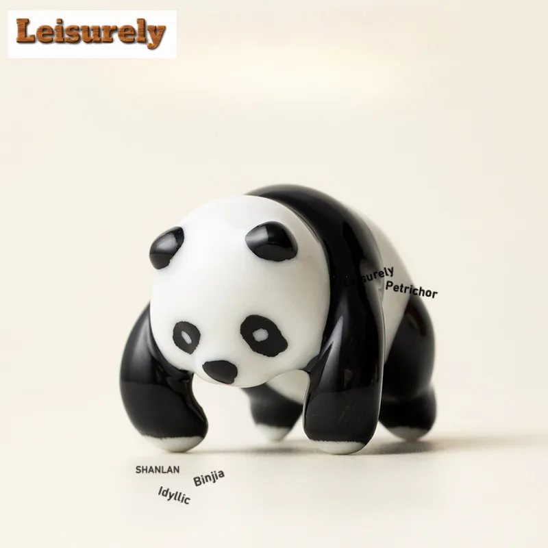 Little Panda Tea Pet Ancient Flowerpot Landscaping Tea Figurine Play Toys Tea Statue Ornaments Tea Items Collection Accessories